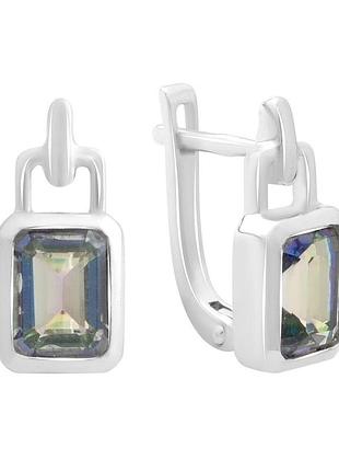 Серебряные серьги proba с мистик топазом 2.733ct (2190189)