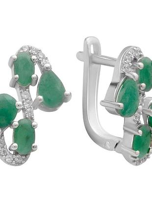 Срібні сережки proba з натуральним смарагдом 2.622ct (2179948)