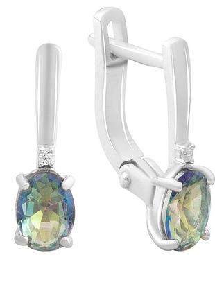 Серебряные серьги proba с мистик топазом 1.155ct (2190301)