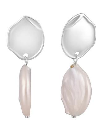 Серебряные серьги proba с натуральным жемчугом барочным (2122470)