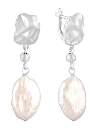 Серебряные серьги proba с натуральным жемчугом барочным (2106395)