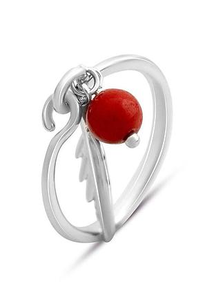 Серебряное кольцо proba с кораллом, вес изделия 1,95 гр (2147206) 17 размер