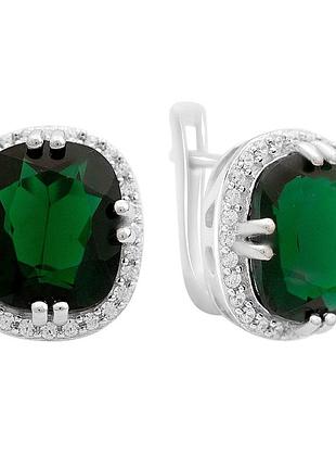 Срібні сережки proba зі смарагдом nano 10.14ct (2159698)