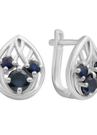 Серебряные серьги proba с натуральным сапфиром 2.238ct (2178705)