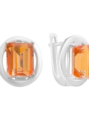 Серебряные серьги proba с натуральным золотим кварцем 6.95ct (2165859)