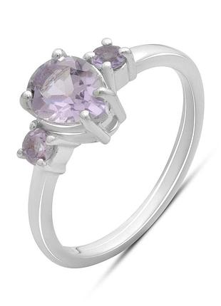Серебряное кольцо proba с натуральным аметистом 1.2ct, вес изделия 2,19 гр (2179320) 17 размер