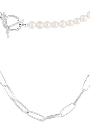 Срібне кольє proba зі штучними перлами, вага виробу 26,33 г (2115670) 500 розмір