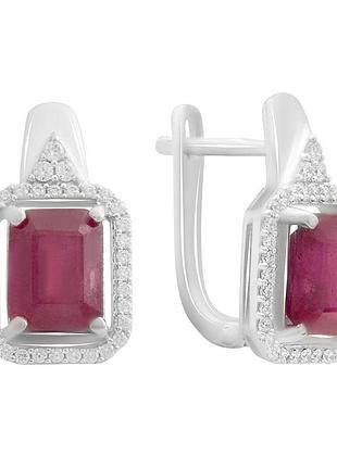 Серебряные серьги proba с натуральным рубином (2187967)