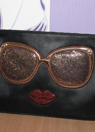 Фирменный стильный клатч сумка с блестящими глазками губками carlos santana