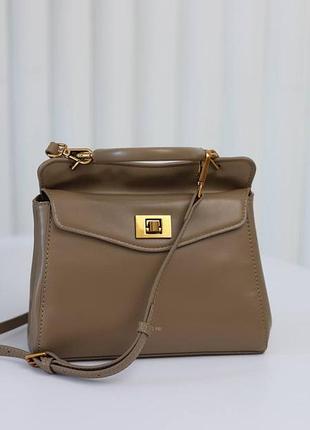 Женская стильная сумка jw pei lucia classic dark beige модная красивая сумочка кожаная бежевая коричневая классическая для женщин и девушек удобная