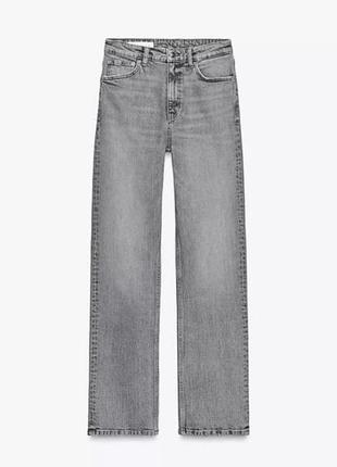 Джинси прямі труби світло сірі zara straight fit high waist zara 34 нові колекції