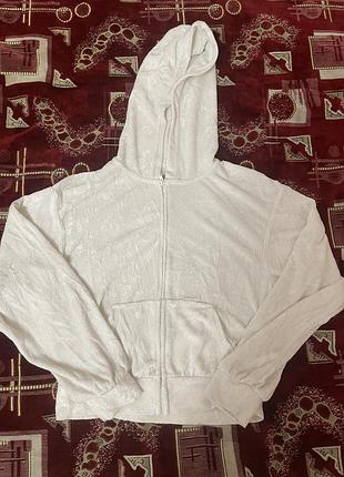 Зіп худі біле укорочене