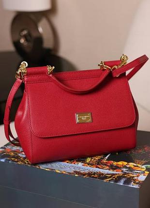 Женская сумка dolce&gabbana sicily burgundy модная стильная красивая удобная красная кожаная сумочка для женщин и девушек через плечо