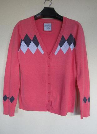 Коралловый кардиган на пуговицах геометрический принт от esprit