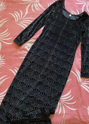 Чорна вечірня бархатна сукня максі, плаття максі, сукня в пол