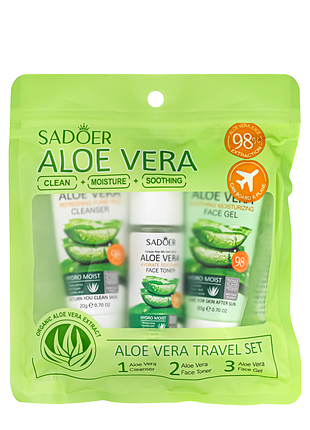 Дорожный набор косметики для лица sadoer aloe vera 3 в 1