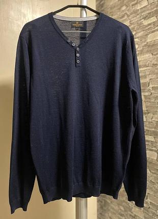 Комфортний лонгслів з мериноса темно-синього кольору