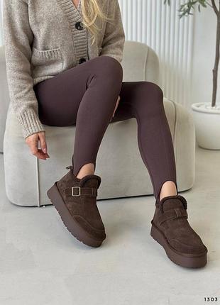 Черевики зимові на платформі з натуральної замші