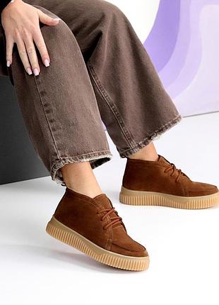 Руді черевики дезерти в стилі casual натуральна замша на потовщеній підошві