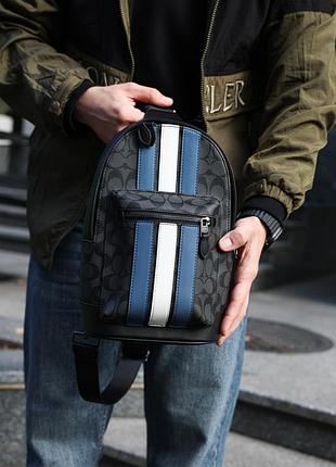 Чоловіча сумка coach west pack in signature canvas with varsity stripe