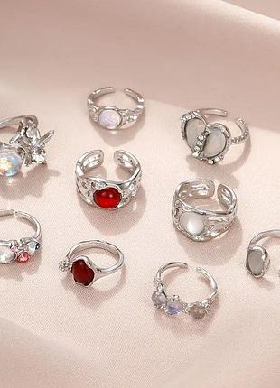 Топ набор колец 9 шт модные стильные регулируемые кольца кольца набором