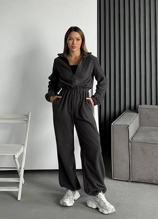 Графітовий флісовий комбінезон теплий оверсайз 42-46