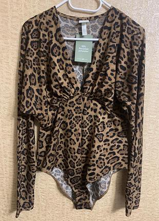Боді h&m леопардовий принт розмір m xl боді жіночий
