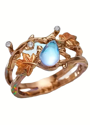 Антикварное колечко кленовый лист и камень