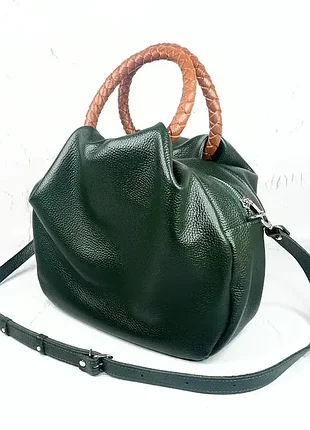 Сумка женская "юта" натуральная кожа, зеленый флотар