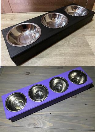 Підставка на три миски з натурального дерева для котів собак, зробимо за вашим розміром.
