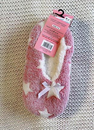 Новые розовые мягкие тапочки со звездочками, размер 38-39