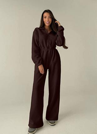 Жіночий повсякденний теплий брючний комбінезон класичний тканина двосторонній фліс