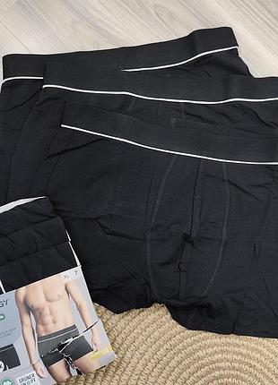 Боксеры мужские livergy 3 шт - хлопок, черные с окантовкой