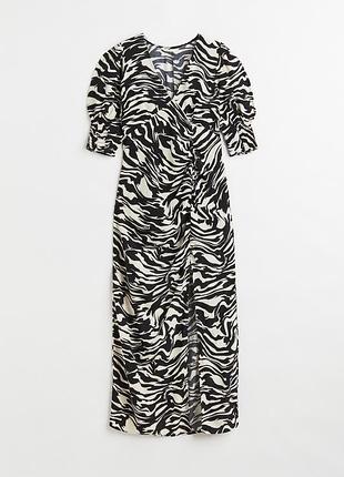 Платье черная белая миди зебра