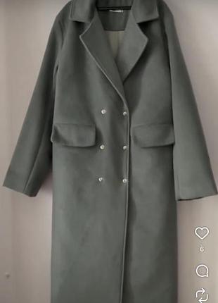 Тепле зимове сіре максі пальто