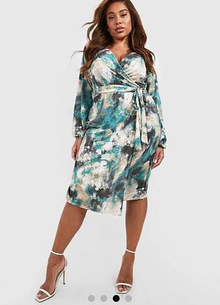 Платье миди с запахом и принтом тай-дай батальон