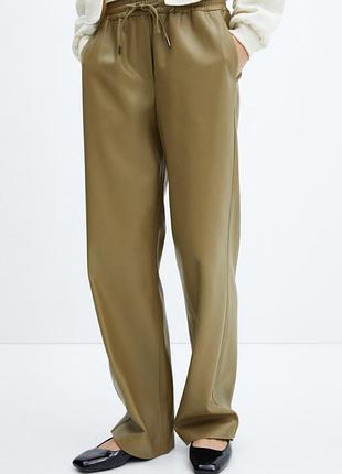 Штани брюки шкірзам штани рівні на резинці з щаміннику шкіряні штани брюки искусственная кожа