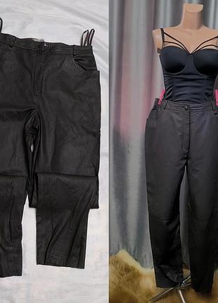 Стильные винтажные шоколадные кожаные брюки брюки