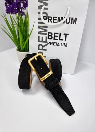 Ремень женский замш 3см, пояс натуральная замша, пояс из натуральной замши, ремень классический замшевый черный золото пояс стиль миу miu miu