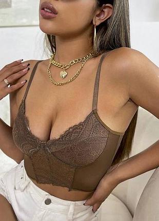 Корсет топ нюдовий бра корсетик топік майка браллет прозора білизневого виду