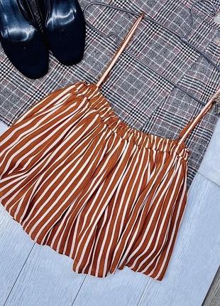 Смугастий топ l топ трикотажний об’ємний топ на тонких бретельках