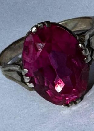 Винтажное советское серебряное кольцо 875 пробы с рубином. женские украшения ссср.
