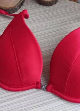 Красный атласный бюстик 80в