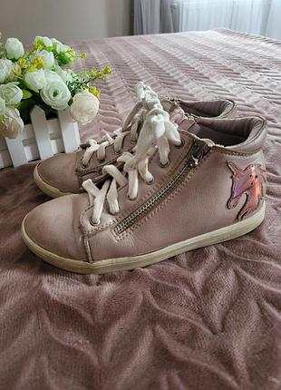 Ботинки детские papaya пристально-розовые единорог демисезонные хайтопы