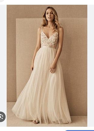 Needle & thread emma ditsy bodice cami maxi dress весільна сукня з вишивкою і відкритою спиною казкова максі вишиті квіти