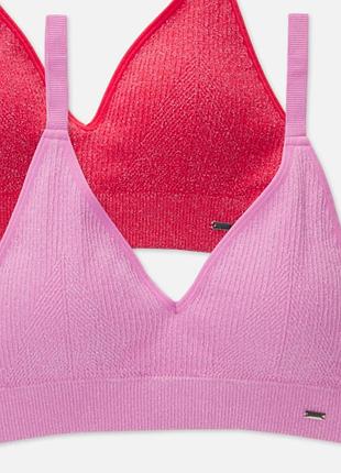 💗 женский розовый блестящий бесшовный бралет xs s primark