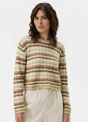 Новый вязаный женский джемпер в полоску кофта для девушки или пуловер выполнения крючком турция коттон акрил