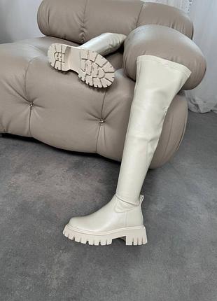 Накладний платіж ❤ молочні євро зима утеплені хутром  ботфорти на тракторній підошві