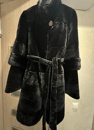 Шуба мутон + норка