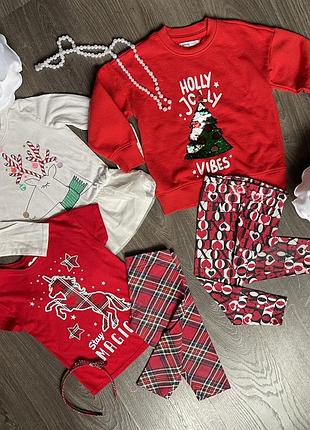 Піжама одяг новорічний дитячий р. 104/110 см фліс бавовна